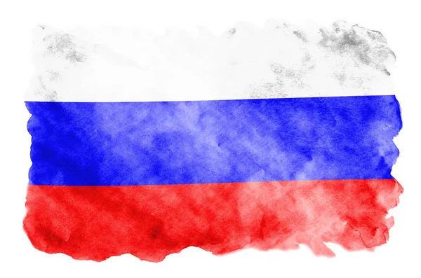 Die Russische Flagge Ist Flüssigem Aquarellstil Auf Weißem Hintergrund Dargestellt — Stockfoto