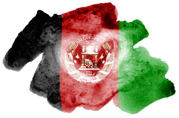 Afganisztán Zászló Ábrázolt Folyékony Akvarell Stílusú Elszigetelt Fehér Background Gondatlan — Stock Fotó