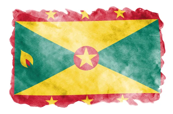 Флаг Гренады Изображен Жидком Акварельном Стиле Изолированном Белом Фоне Небрежное — стоковое фото