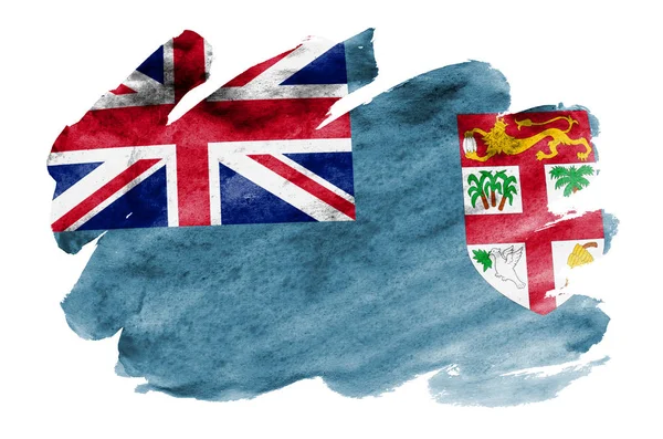 Bandera Fiyi Representa Estilo Acuarela Líquido Aislado Sobre Fondo Blanco — Foto de Stock