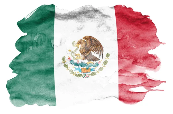 Meksika Bayrağı Sıvı Suluboya Tarzında Beyaz Arka Plan Üzerinde Izole — Stok fotoğraf