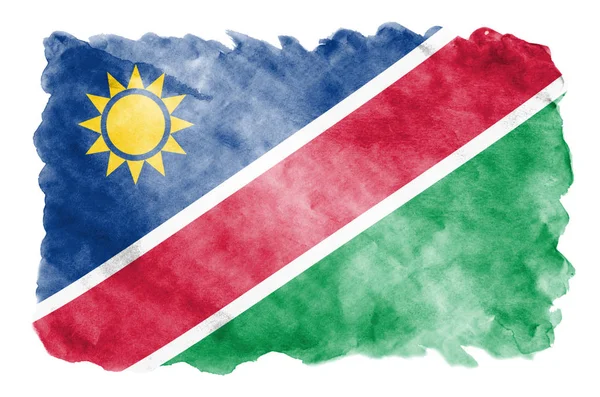 Bandera Namibia Representa Estilo Acuarela Líquida Aislada Sobre Fondo Blanco — Foto de Stock