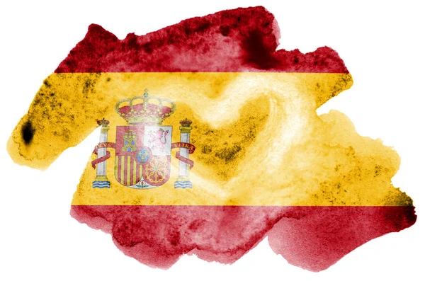 Spain Flag Depicted Liquid Watercolor Style Isolated White Background Careless — Stock Photo, Image