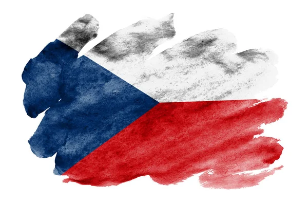 Die Tschechische Flagge Ist Flüssigem Aquarellstil Auf Weißem Hintergrund Dargestellt — Stockfoto