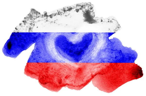 Die Russische Flagge Ist Flüssigem Aquarellstil Auf Weißem Hintergrund Dargestellt — Stockfoto