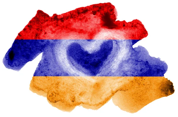 Bandeira Armênia Retratada Estilo Aquarela Líquida Isolada Fundo Branco Tinta — Fotografia de Stock