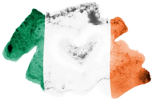 Bandeira Irlanda Retratada Estilo Aquarela Líquida Isolada Fundo Branco Tinta — Fotografia de Stock