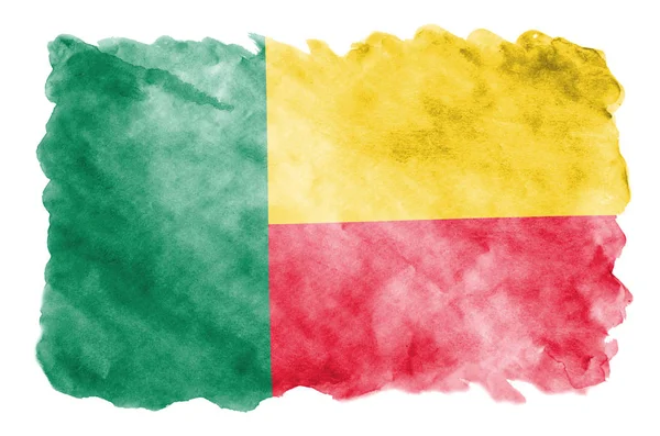 Benin Flag Depicted Liquid Watercolor Style Isolated White Background Careless — Stock Photo, Image