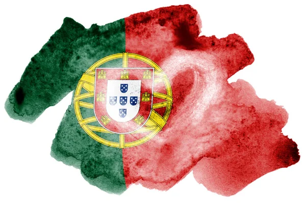 Portekiz Bayrağı Sıvı Suluboya Tarzında Beyaz Arka Plan Üzerinde Izole — Stok fotoğraf