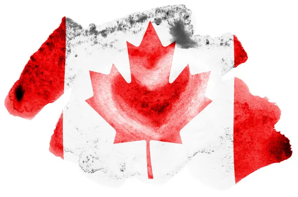カナダの国旗は 白背景に分離された液体の水彩風に描かれています 国旗のイメージとシェーディングで不注意な塗料 独立記念日バナー — ストック写真