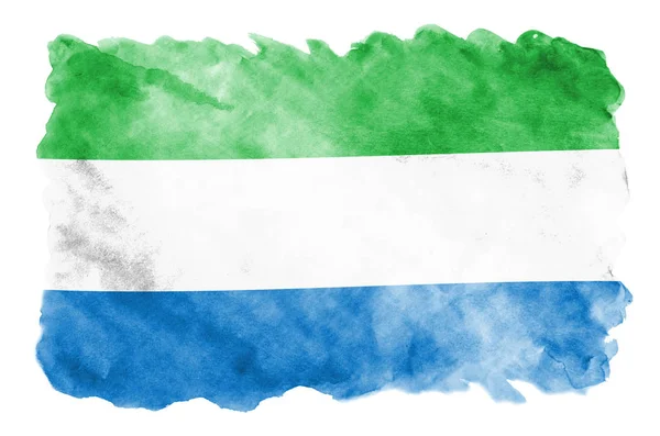 Drapeau Sierra Leone Est Représenté Dans Style Aquarelle Liquide Isolé — Photo