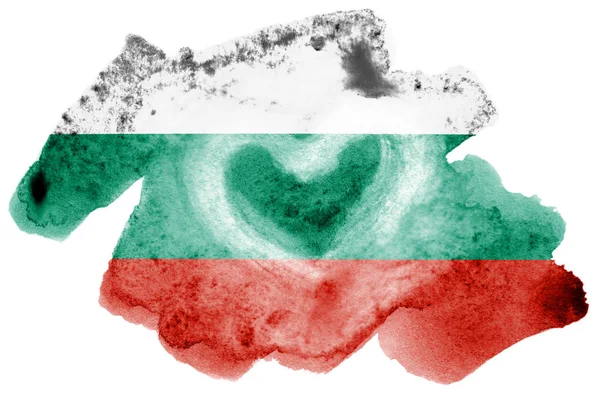 Прапор Болгарії Зображена Рідкі Аквареллю Стилі Ізольовані Білому Тлі Затінення — стокове фото