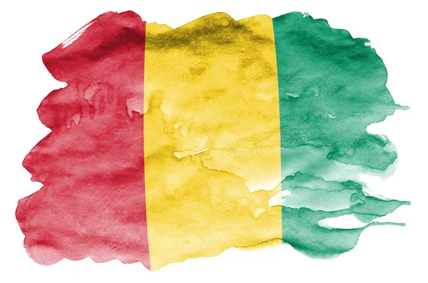 Guinea Flag Depicted Liquid Watercolor Style Isolated White Background Careless — Stock Photo, Image