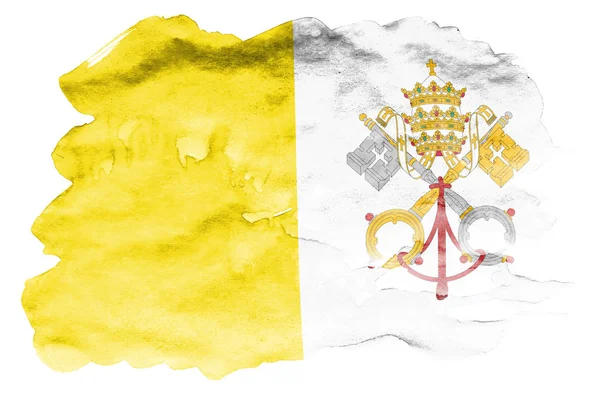Bandiera Dello Stato Della Città Del Vaticano Raffigurata Stile Acquerello — Foto Stock