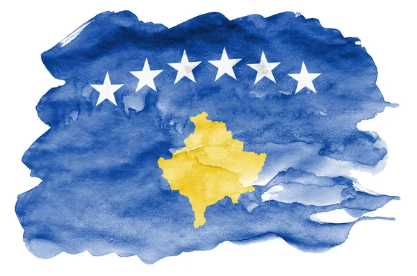 Bandera Kosovo Representa Estilo Acuarela Líquida Aislada Sobre Fondo Blanco —  Fotos de Stock