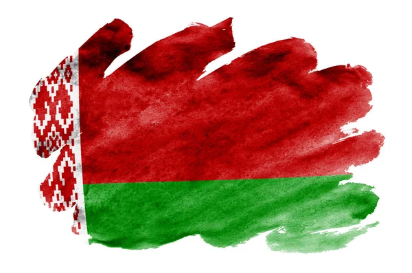 Belarus Flag Depicted Liquid Watercolor Style Isolated White Background Careless — Stock Photo, Image