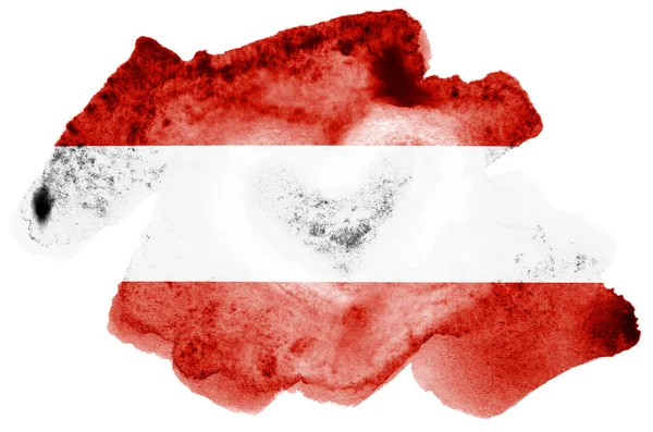 Vlajka Rakousko Líčen Tekutý Akvarel Styl Izolovaných Bílém Pozadí Neopatrný — Stock fotografie