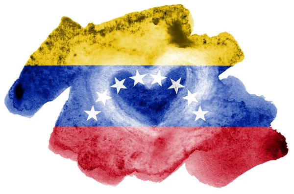 Bandera Venezuela Representa Estilo Acuarela Líquida Aislada Sobre Fondo Blanco —  Fotos de Stock