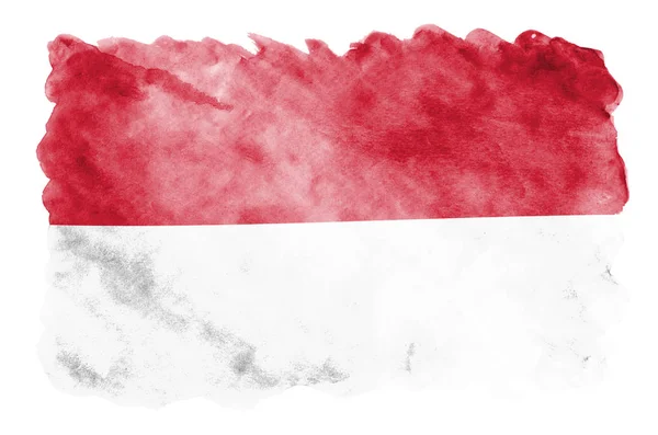 Indonesia Flag Depicted Liquid Watercolor Style Isolated White Background Careless — Stock Photo, Image