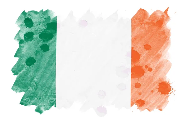 Bandeira Irlanda Retratada Estilo Aquarela Líquida Isolada Fundo Branco Tinta — Fotografia de Stock