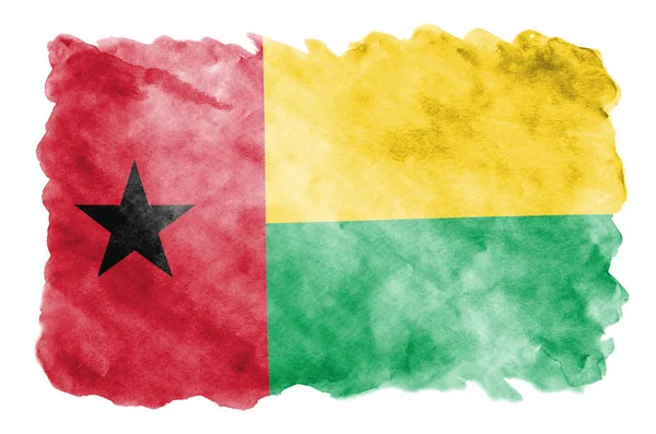 Die Flagge Von Guinea Bissau Ist Flüssigem Aquarellstil Auf Weißem — Stockfoto