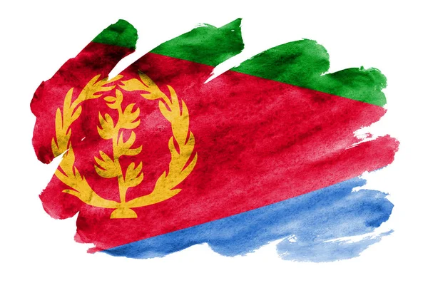 Bandera Eritrea Representa Estilo Acuarela Líquida Aislada Sobre Fondo Blanco —  Fotos de Stock
