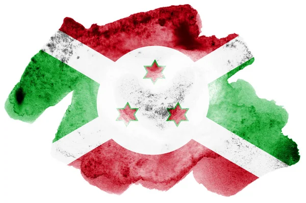 Bandera Burundi Representa Estilo Acuarela Líquida Aislada Sobre Fondo Blanco — Foto de Stock