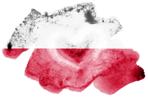 폴란드 국기는 바탕에 수채화 스타일에 국기의 이미지와 부주의 페인트 음영입니다 — 스톡 사진