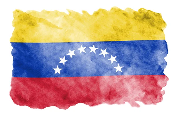 Bandera Venezuela Representa Estilo Acuarela Líquida Aislada Sobre Fondo Blanco —  Fotos de Stock