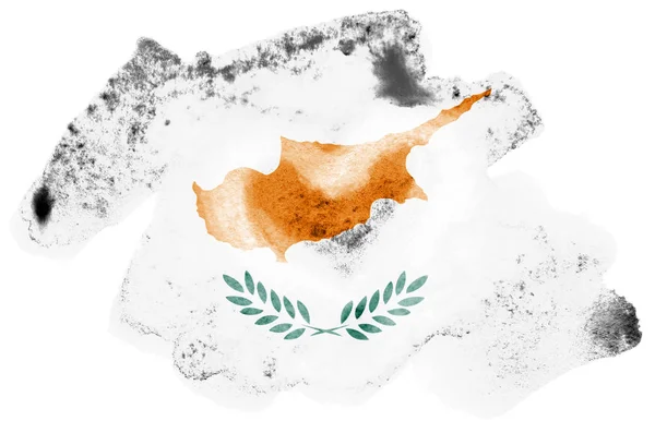 Cypern Flagga Avbildad Flytande Akvarell Stil Isolerad Vit Bakgrund Slarvig — Stockfoto