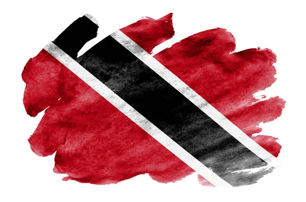 Trinidad Tobago Flag Depicted Liquid Watercolor Style Isolated White Background — Stock Photo, Image