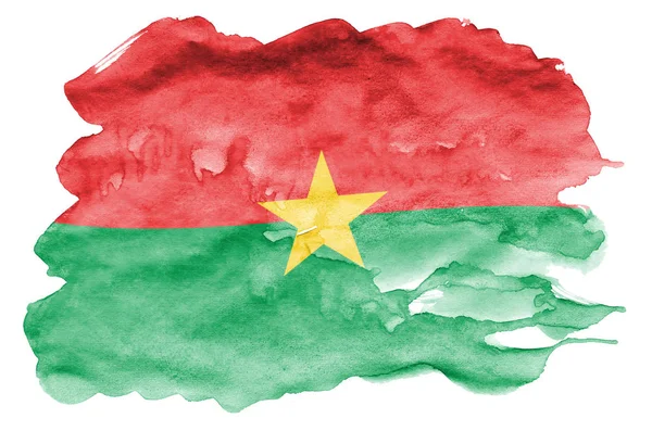 Burkina Faso Zászló Ábrázolt Folyékony Akvarell Stílusú Elszigetelt Fehér Background — Stock Fotó