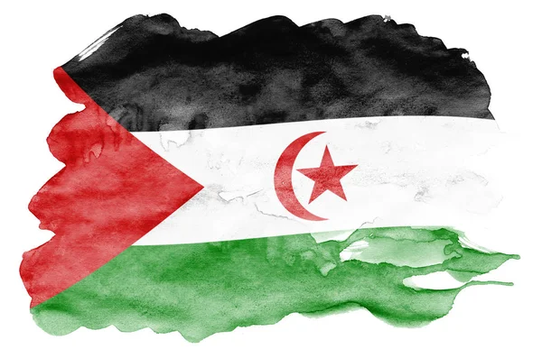 Bandera Del Sáhara Occidental Representa Estilo Acuarela Líquida Aislada Sobre —  Fotos de Stock