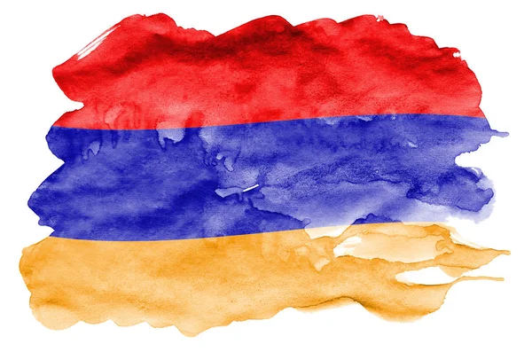아르메니아 플래그는 바탕에 수채화 스타일에 국기의 이미지와 부주의 페인트 음영입니다 — 스톡 사진