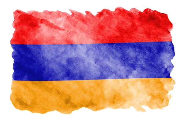 Armenia Flag Depicted Liquid Watercolor Style Isolated White Background Careless — Stock Photo, Image