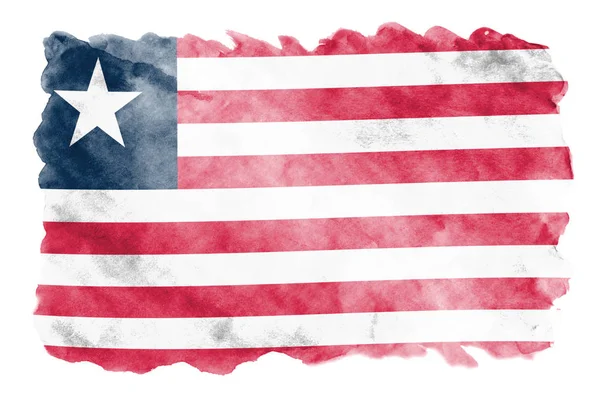 Bandera Liberia Representa Estilo Acuarela Líquida Aislada Sobre Fondo Blanco — Foto de Stock