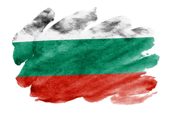 Bandera Bulgaria Representa Estilo Acuarela Líquido Aislado Sobre Fondo Blanco — Foto de Stock