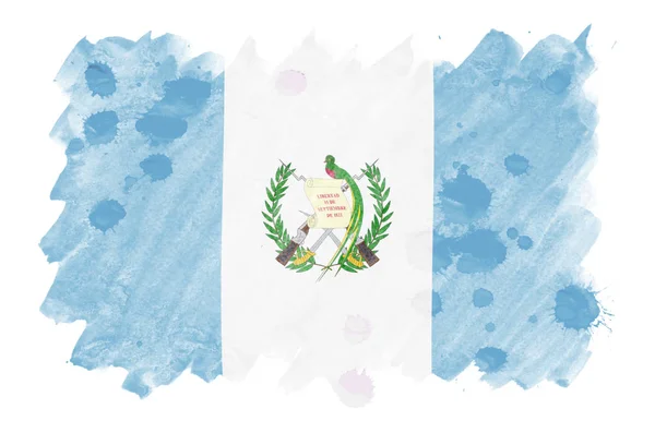 Guatemala Flag Depicted Liquid Watercolor Style Isolated White Background Careless Royalty Free Stock Images