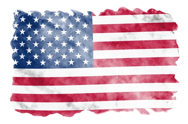 United States America Flag Depicted Liquid Watercolor Style Isolated White — Stock Photo, Image