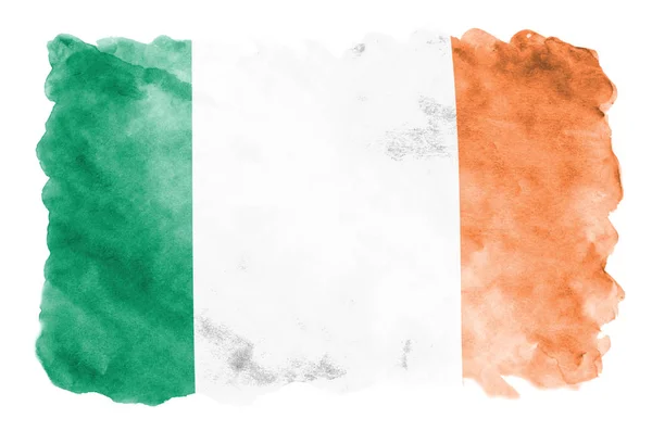 Bandeira Irlanda Retratada Estilo Aquarela Líquida Isolada Fundo Branco Tinta — Fotografia de Stock