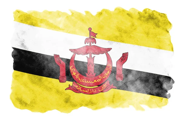 Bandera Brunei Darussalam Representa Estilo Acuarela Líquida Aislada Sobre Fondo —  Fotos de Stock