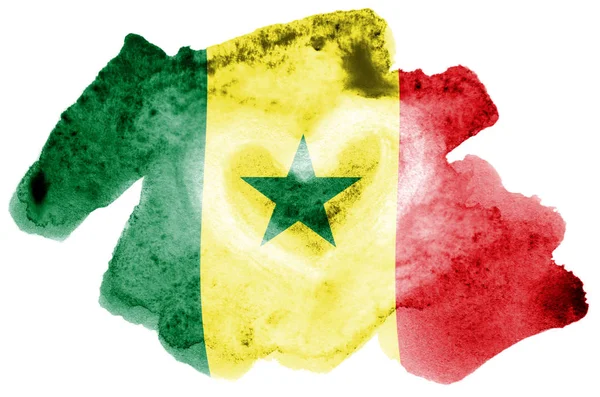 Bandera Senegal Representa Estilo Acuarela Líquida Aislada Sobre Fondo Blanco — Foto de Stock