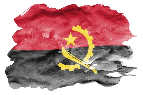 Bandera Angola Representa Estilo Acuarela Líquido Aislado Sobre Fondo Blanco —  Fotos de Stock