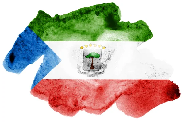 Bandiera Della Guinea Equatoriale Raffigurata Stile Acquerello Liquido Isolato Sfondo — Foto Stock