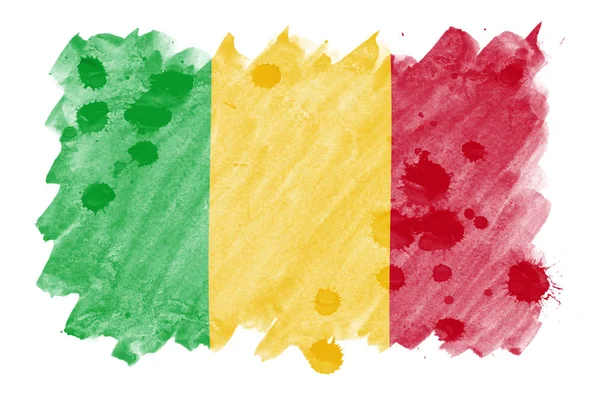 Bandera Malí Representa Estilo Acuarela Líquida Aislada Sobre Fondo Blanco — Foto de Stock