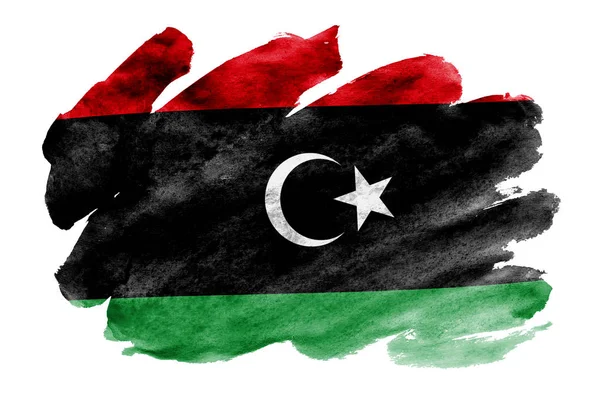 Bandera Libia Representa Estilo Acuarela Líquida Aislada Sobre Fondo Blanco —  Fotos de Stock