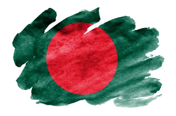 Bangladesh Flagge Ist Flüssigem Aquarell Stil Isoliert Auf Weißem Hintergrund — Stockfoto