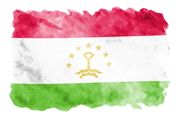 Tadschikistan Flagge Ist Flüssigem Aquarell Stil Isoliert Auf Weißem Hintergrund — Stockfoto