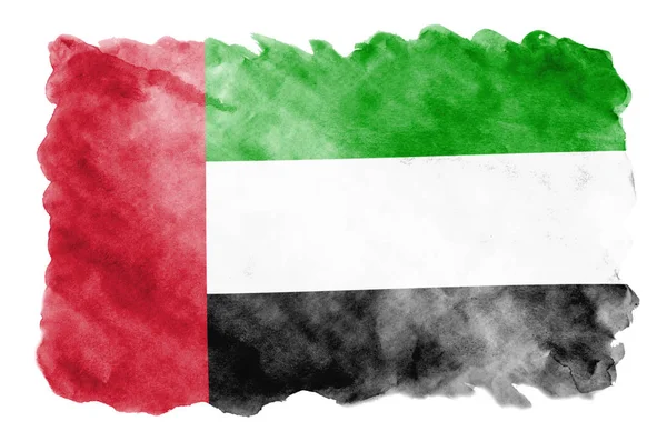 Bandera Los Emiratos Árabes Unidos Representa Estilo Acuarela Líquida Aislada —  Fotos de Stock