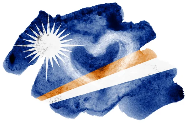 Флаг Маршалловых Островов Изображен Жидком Акварельном Стиле Изолированном Белом Фоне — стоковое фото